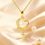 Collier lune et étoile en jade Hetian naturel