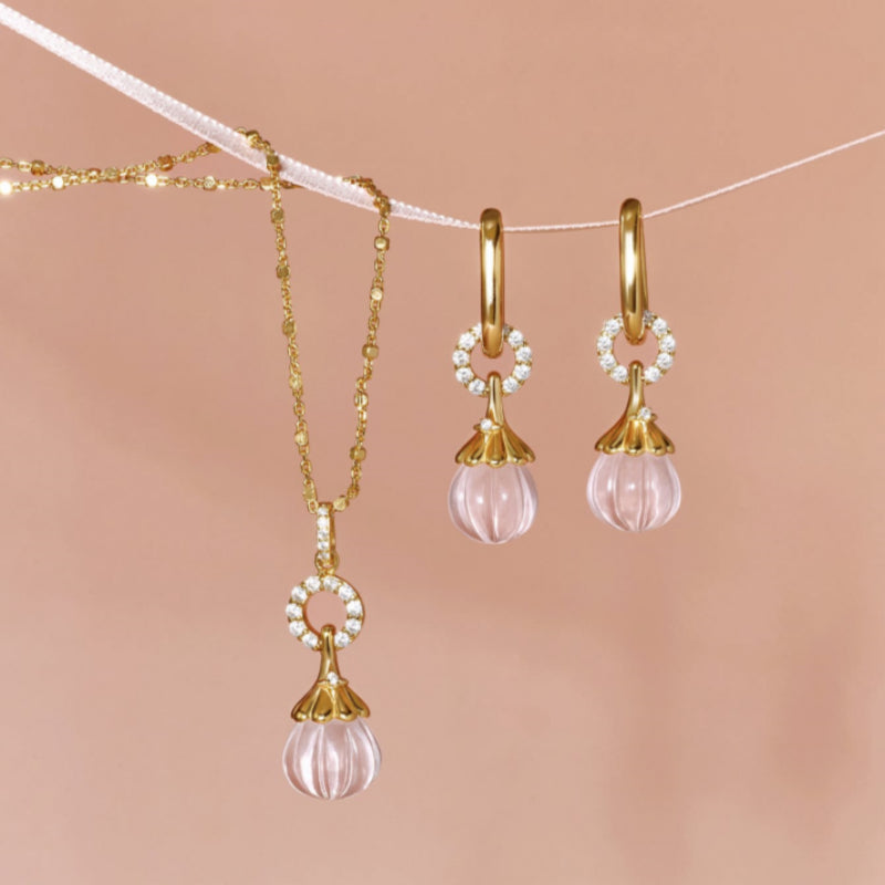 Flacon de parfum en quartz rose et quartz clair – Amour et Clarté