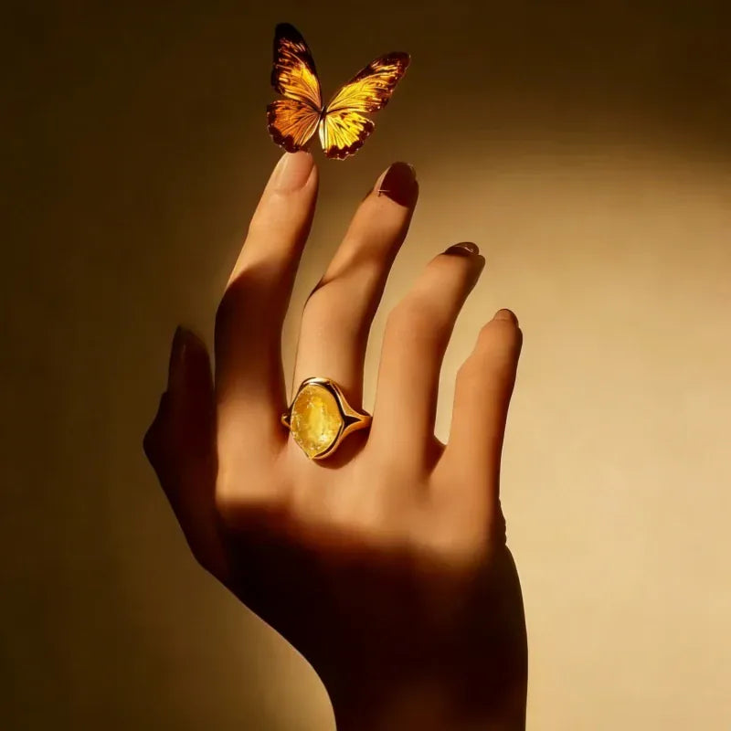 Natutal Crystal Open Lucky Ring Wealth-attracting