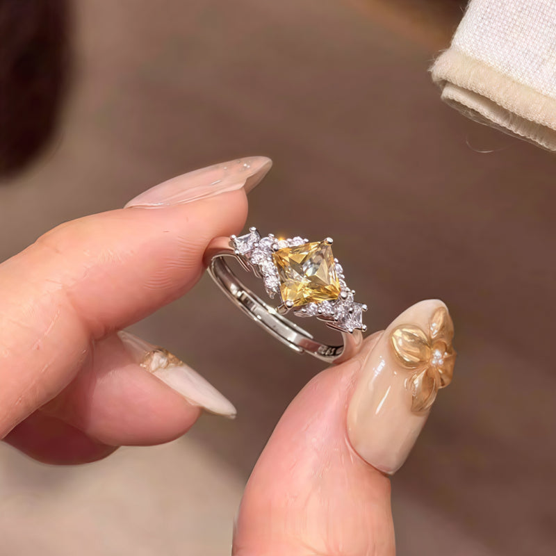 Natural Yellow Citrine Ring Bring Good Fortune&Riches