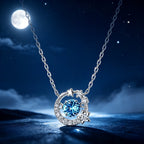 Blue Tears Moon & Star S999 Necklace - Long Lasting Fortune