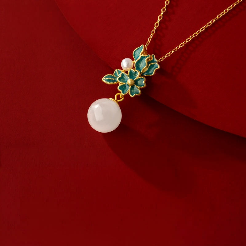 Collier Sakura en jade Hetian