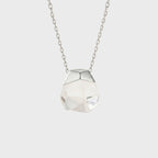 Collier en cristal de quartz clair Pendentif facetté irrégulier