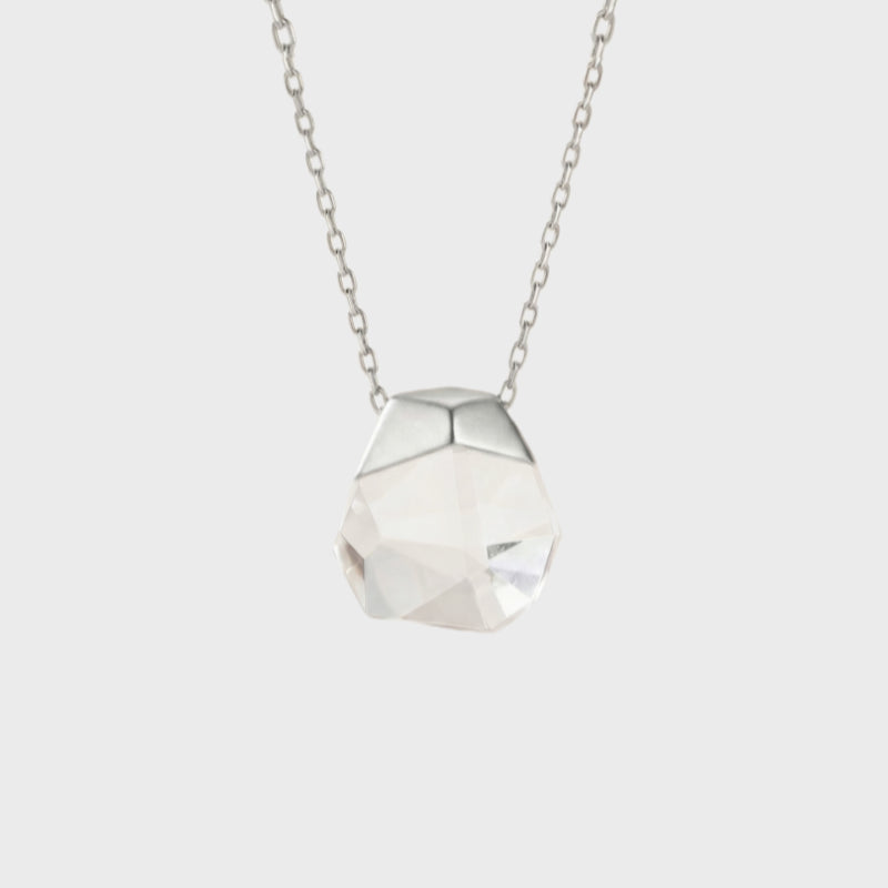 Clear Quartz Crystal Necklace  Irregular Faceted Pendant