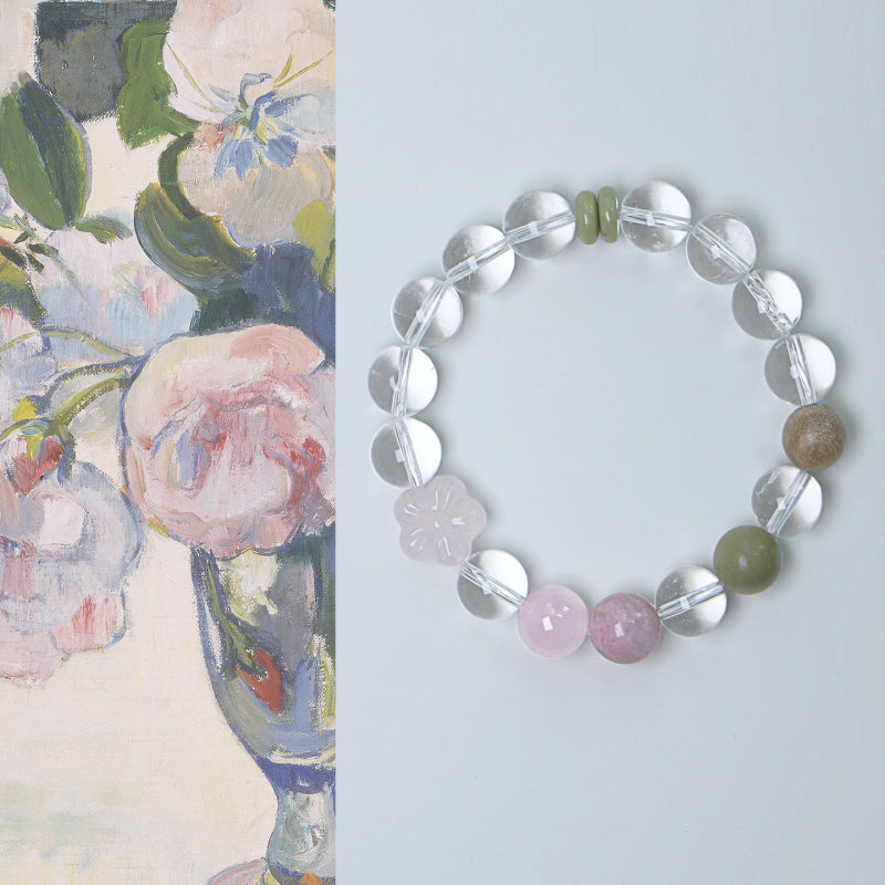 Clear Quartz Sakura Rose Quartz Bracelet – Purify, Attract Romance, Boost Relationships