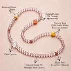 Bracelet triple tour en cristal de rose naturelle