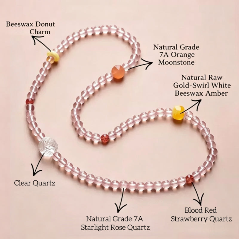 Triple Wrap Natural Rose Crystal Bracelet