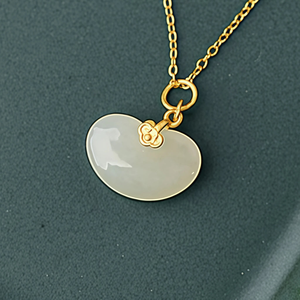 Natural Hetian Jade Ruyi Ingot Necklace - Peace & Fortune