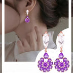 Natural Amethyst Color Treasure Pure Silver Luxury Earrings