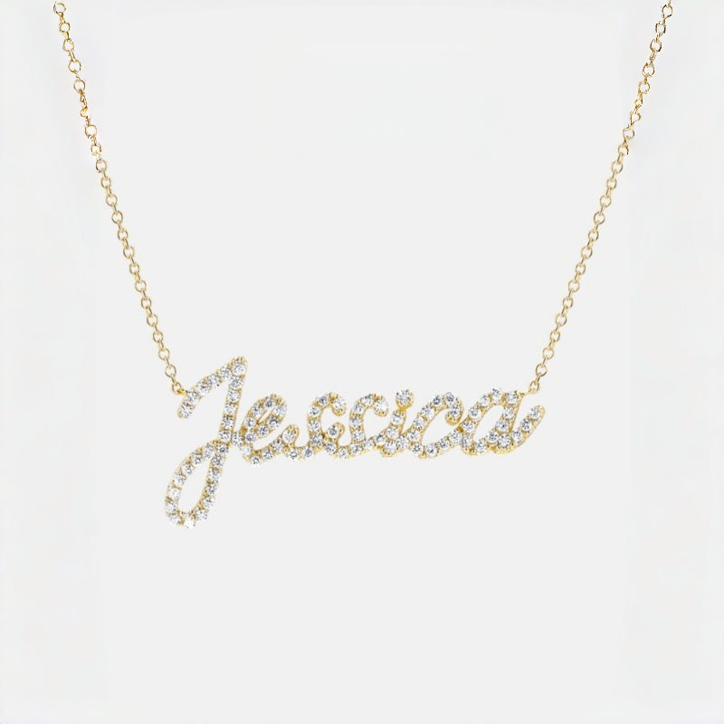 Custom Pave Diamond Name Necklace | Minimalist Luxury 925 Sterling Silver Letter Necklace