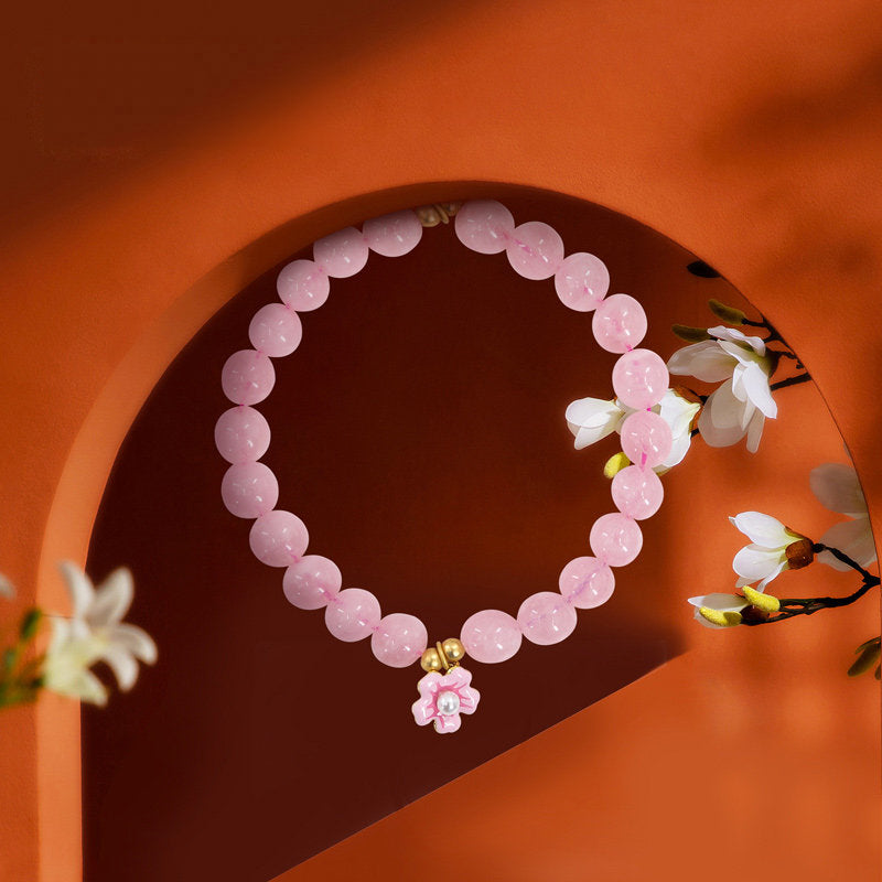 Bracelet en cristal naturel Fleurs de pêcher