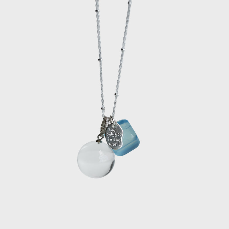 Clear Quartz & Aquamarine Necklace– Purify Mind, Speak Truth, Attract Calm