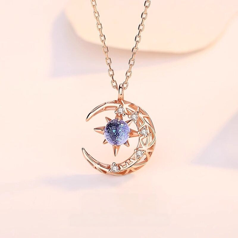 Moon & Star Necklace - Eternal Gentle Love Symbol