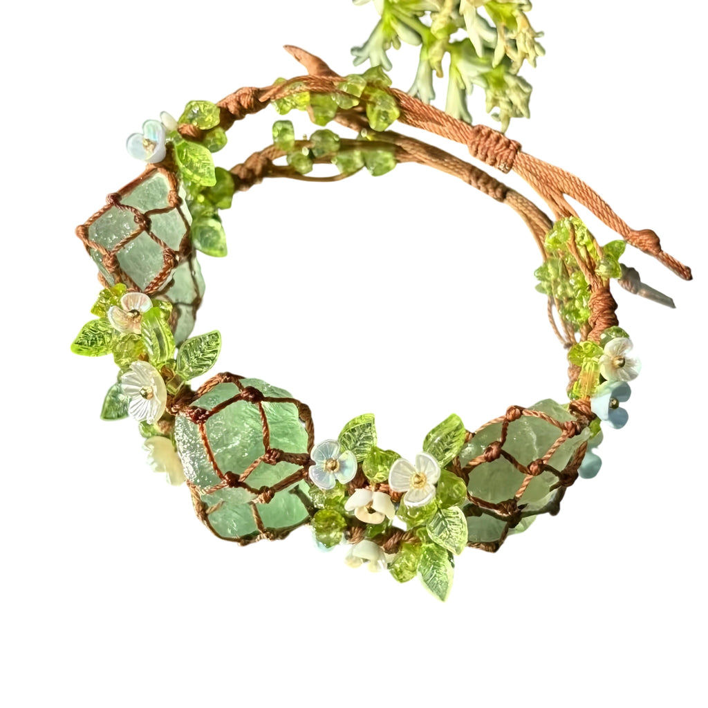 Bracelet tressé floral fait main