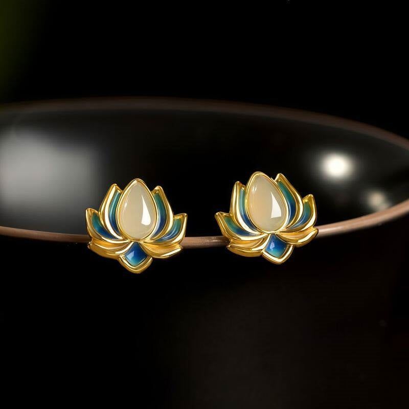 Boucles d'oreilles clous Lotus d'été – Le gardien estival de Maman