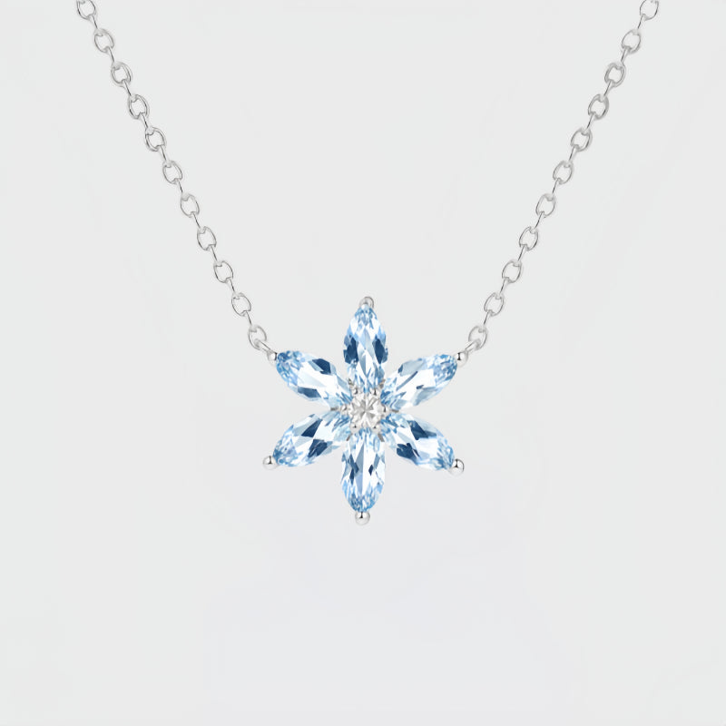 Natural Aquamarine Flower Necklace · Calm Your Energy