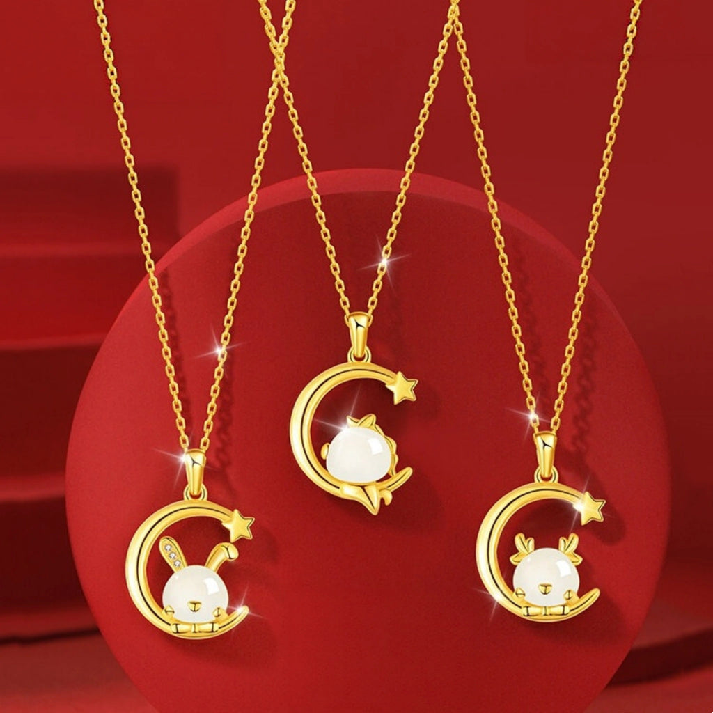 Hetian Jade Chinese Zodiac Necklace - Peace and Blessings All the Time