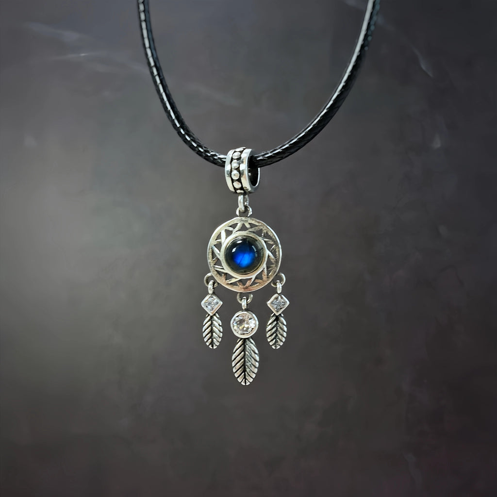 Pendentif Trèfle à quatre feuilles bleu en cristal naturel – Cadeau porte-bonheur pour elle / Maman