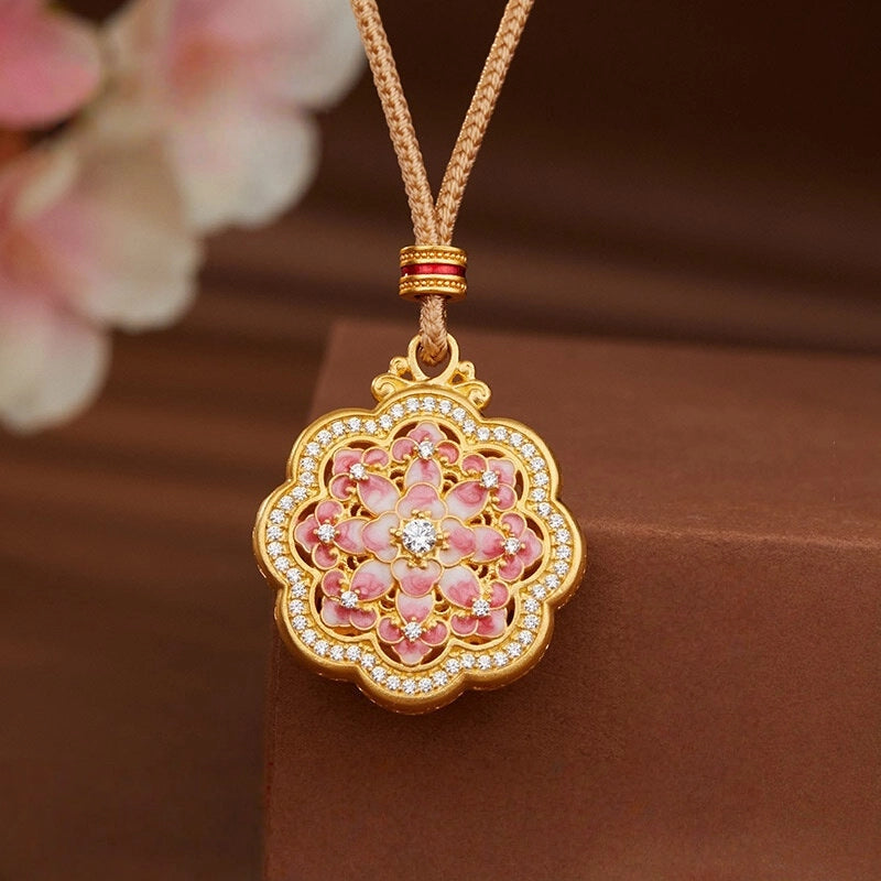 Collier Lotus Rose de Fortune Auspicieuse