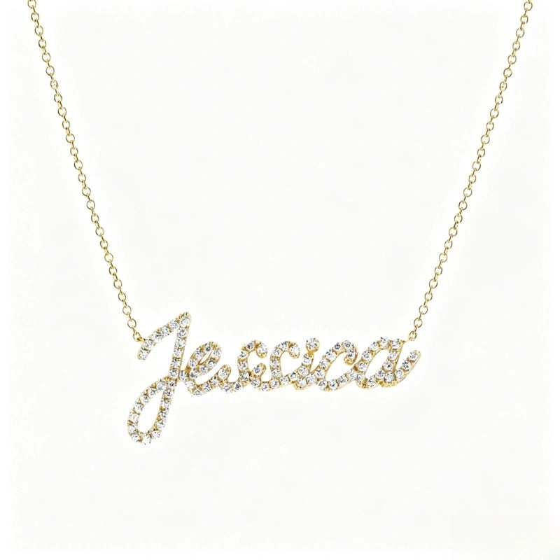 Collier prénom en diamant pavé sur mesure | Collier lettre de luxe minimaliste en argent sterling 925