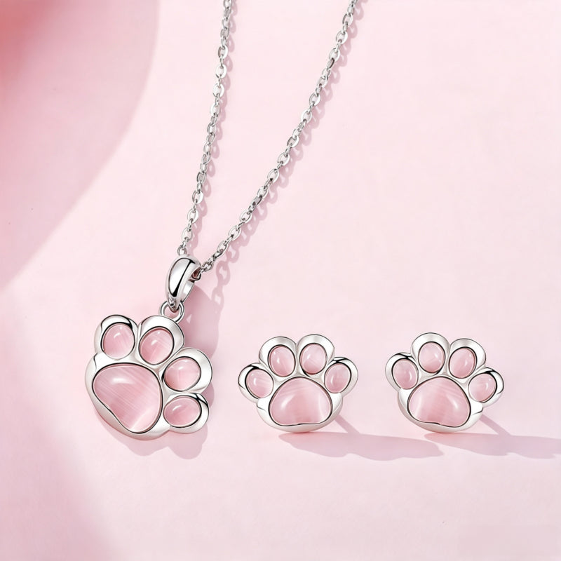 Dainty Rose‑Gold Cat‑Paw 2‑Piece Set - Cat‑Paw Protection