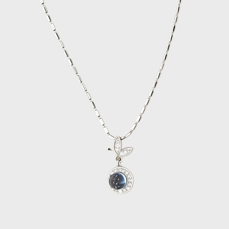 Natural Aquamarine Butterfly Necklace - Gentle as Water, Free as a Butterfly
