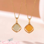 Luxury Gold Square Pendant Necklace - Stability & Protection