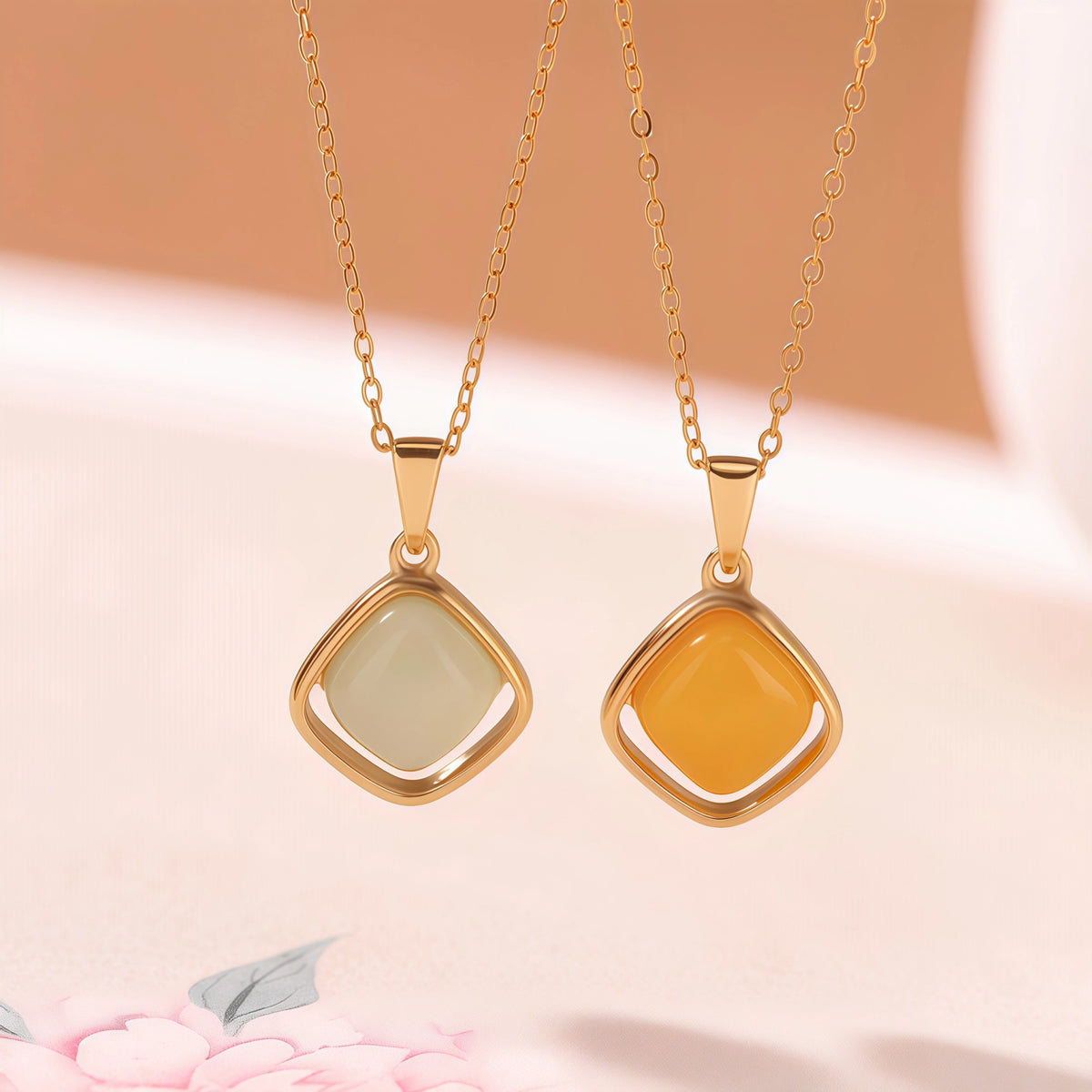 Luxury Gold Square Pendant Necklace - Stability & Protection