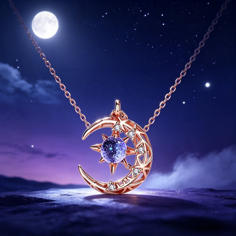 Moon & Star Necklace - Eternal Gentle Love Symbol