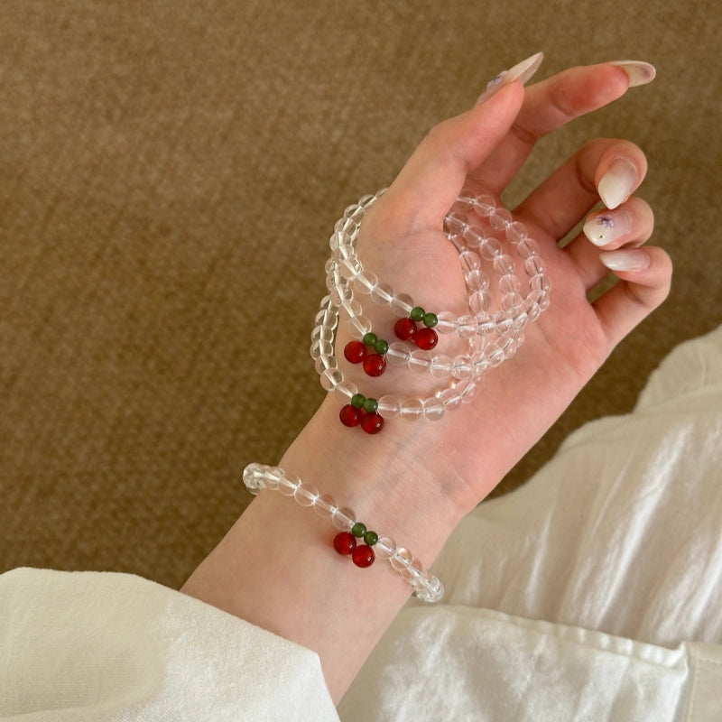 Cherry Clear Quartz Bracelet – Purify, Attract Wealth, Boost Relationships