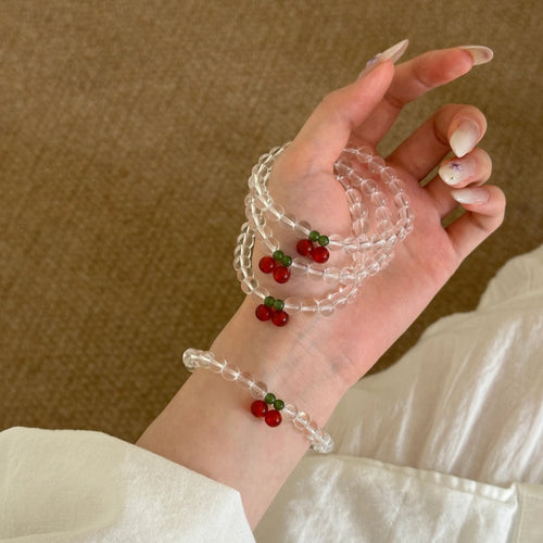 Bracelet en quartz cerise transparent – Purifie, attire la richesse, renforce les relations