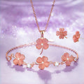 Lucky Four‑Leaf Clover Necklace/Bracelet/Earrings Set - Conveying Romance