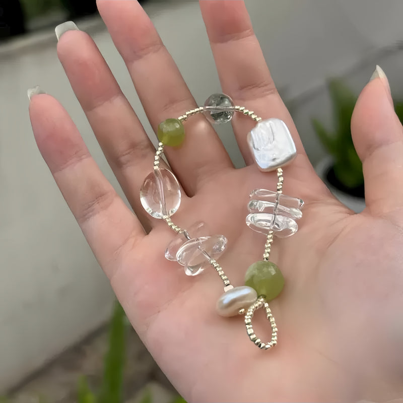 Clear Quartz & Freshwater Pearl Bracelet – Purify Aura, Balance Emotions