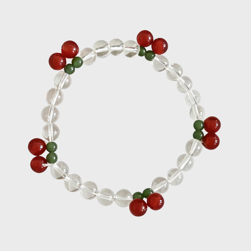 Cherry Clear Quartz Bracelet – Purify, Attract Wealth, Boost Relationships