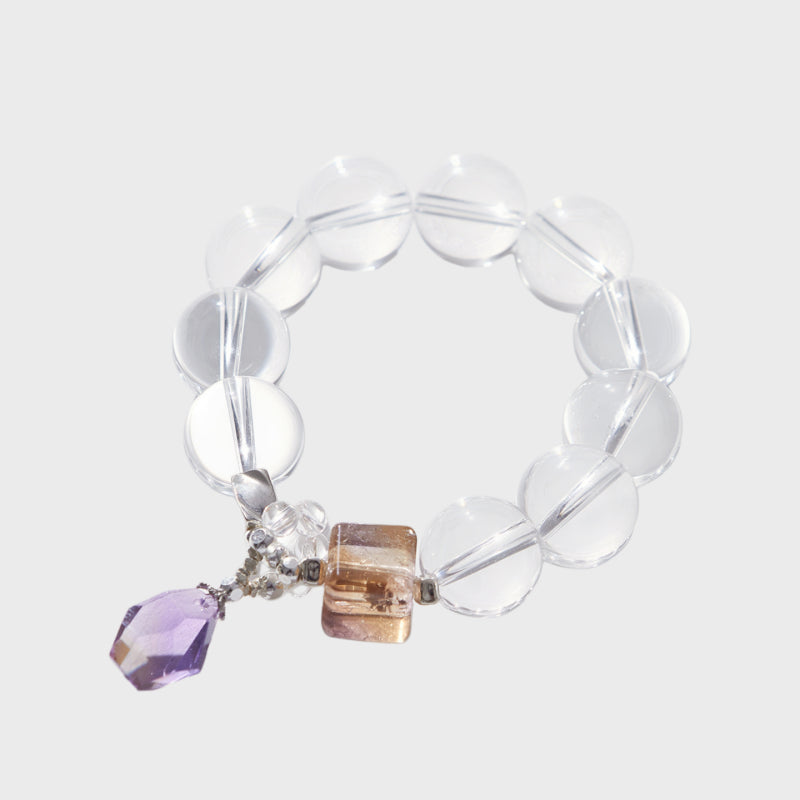 Brazilian Flawless Clear Quartz & Amethyst Bracelet – Purify, Open Wisdom, Attract Benefactors