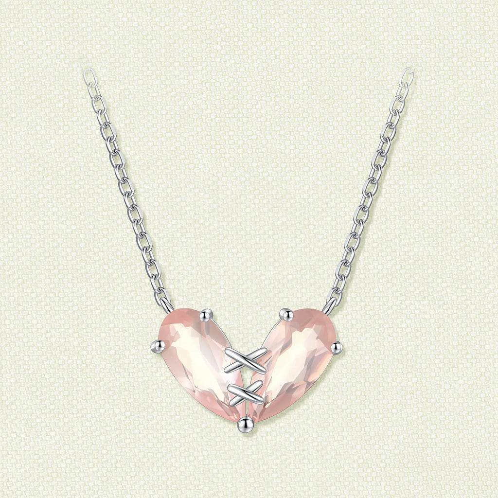 Collier Cœur en Quartz Rose - Guérir et Rétablir avec Amour