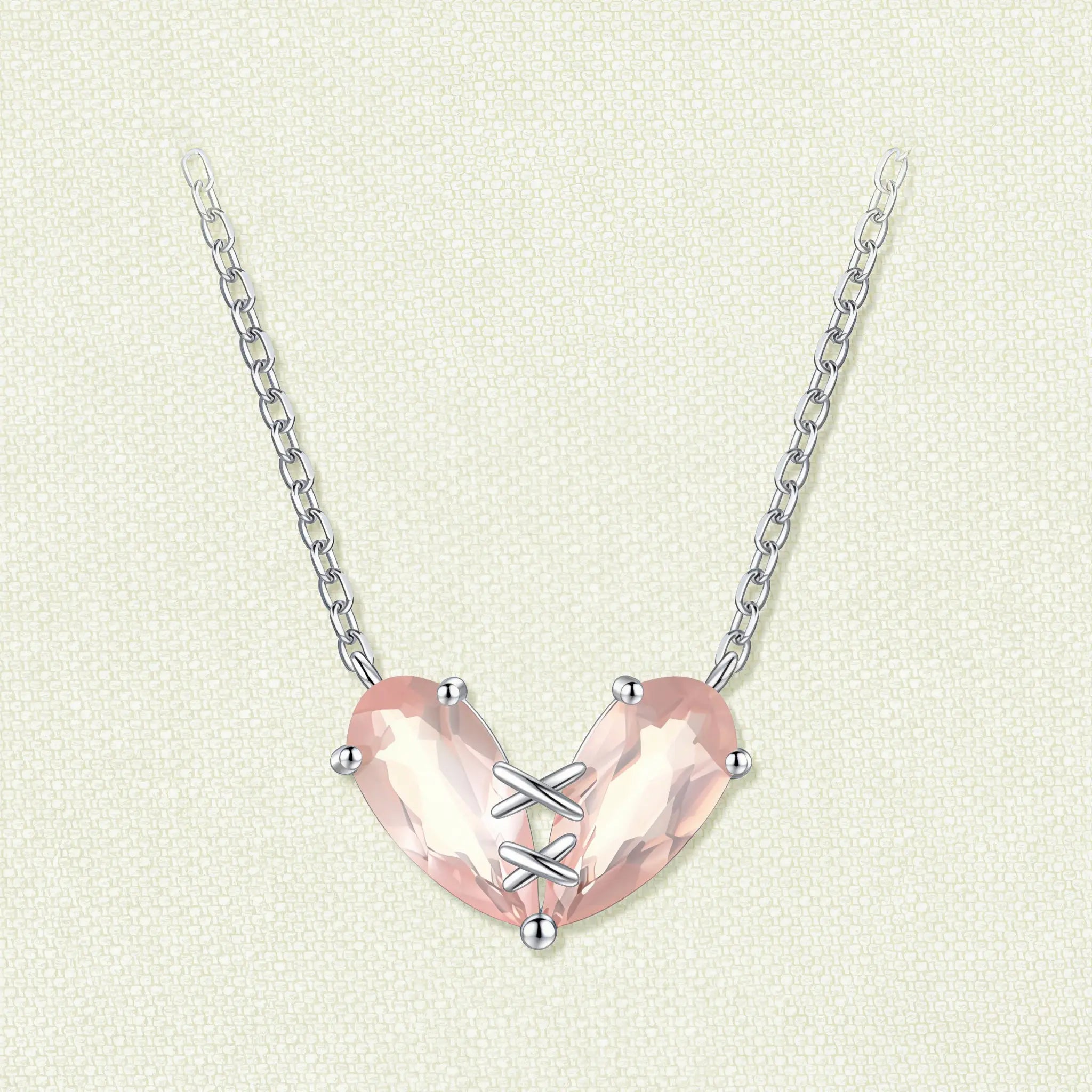 Collier Cœur en Quartz Rose - Guérir et Rétablir avec Amour