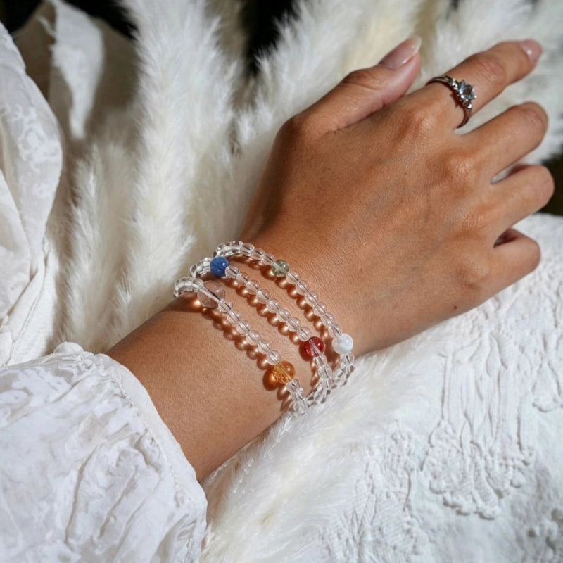 Clear Quartz & Multi-Stones Bracelet– Purify Mind, Open Path, Attract Luck