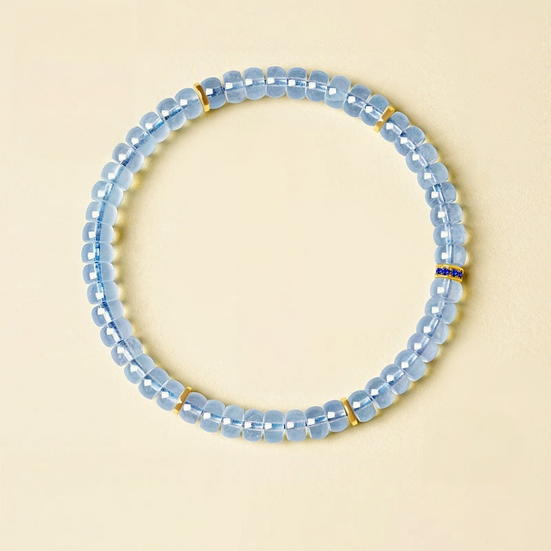 Bracelet lune en aigue-marine naturelle