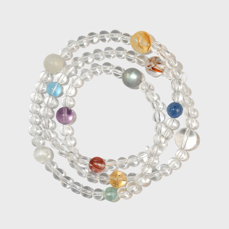Clear Quartz & Multi-Stones Bracelet– Purify Mind, Open Path, Attract Luck