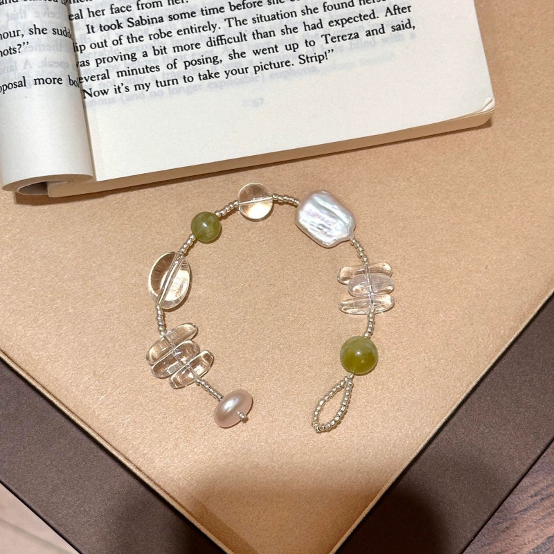 Clear Quartz & Freshwater Pearl Bracelet – Purify Aura, Balance Emotions