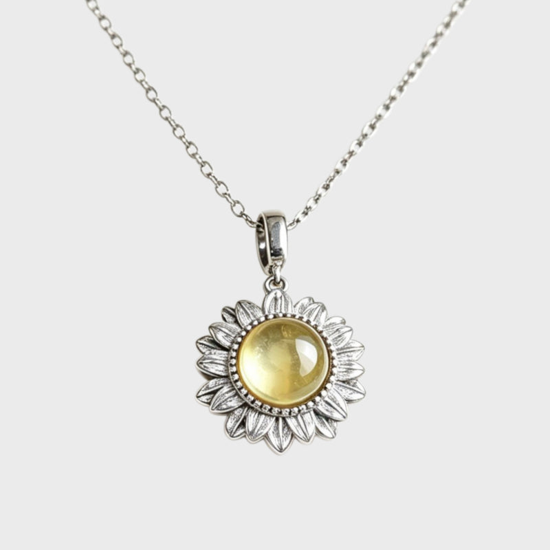 Natural Citrine Daisy Necklace – Attract Wealth & Career, Sunshine Energy