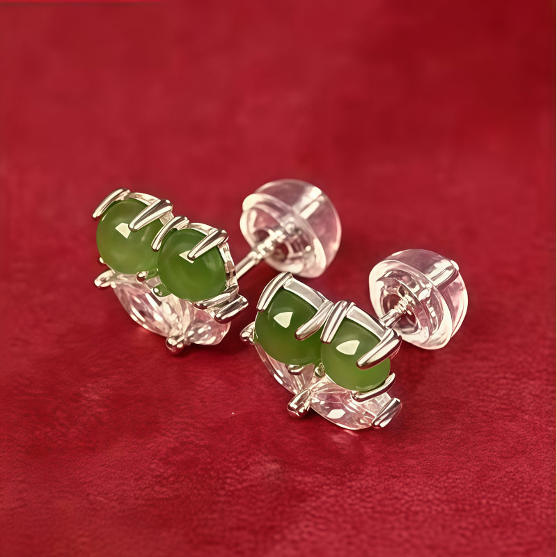 Boucles d'oreilles en jade Hetian naturel Pristine Courage