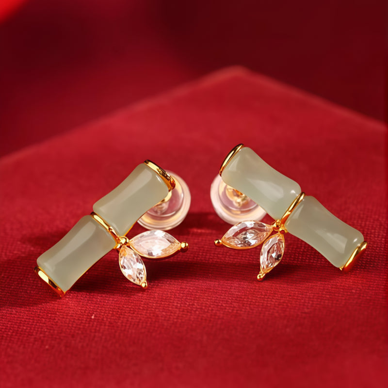 Boucles d'oreilles en bambou de jade Hetian naturel