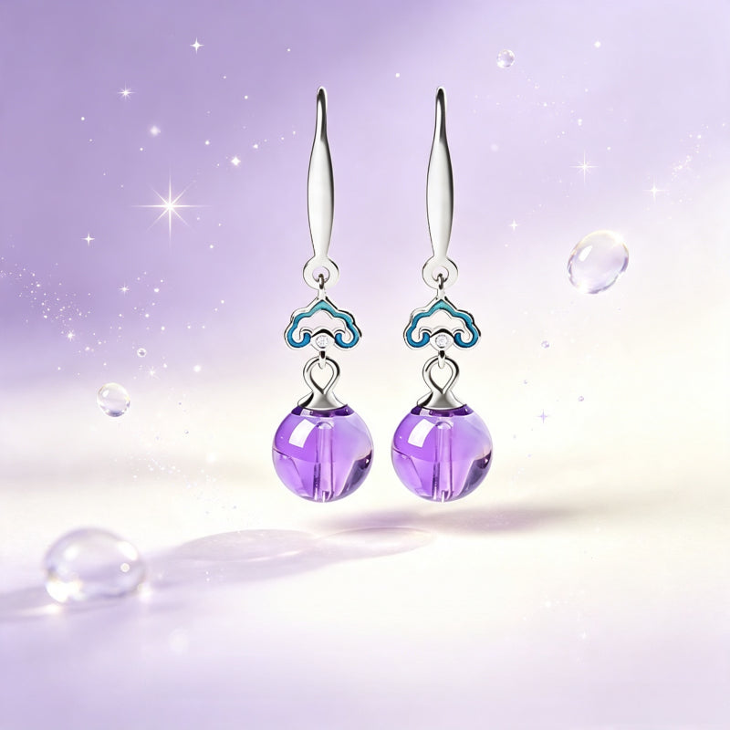 Natural Amethyst Crystal Earrings - Boosts Spiritual Awareness