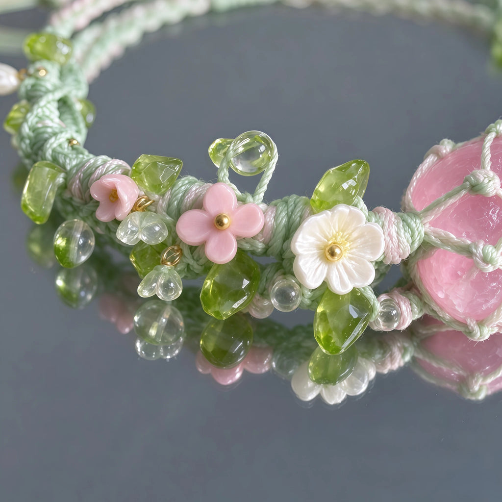 Bracelet tressé floral fait main