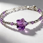 Natural Amethyst Bracelet, Simple Purple Star Women's Bracelet