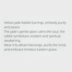 Calypsa Bunny Natural  Hetian Jade Earrings