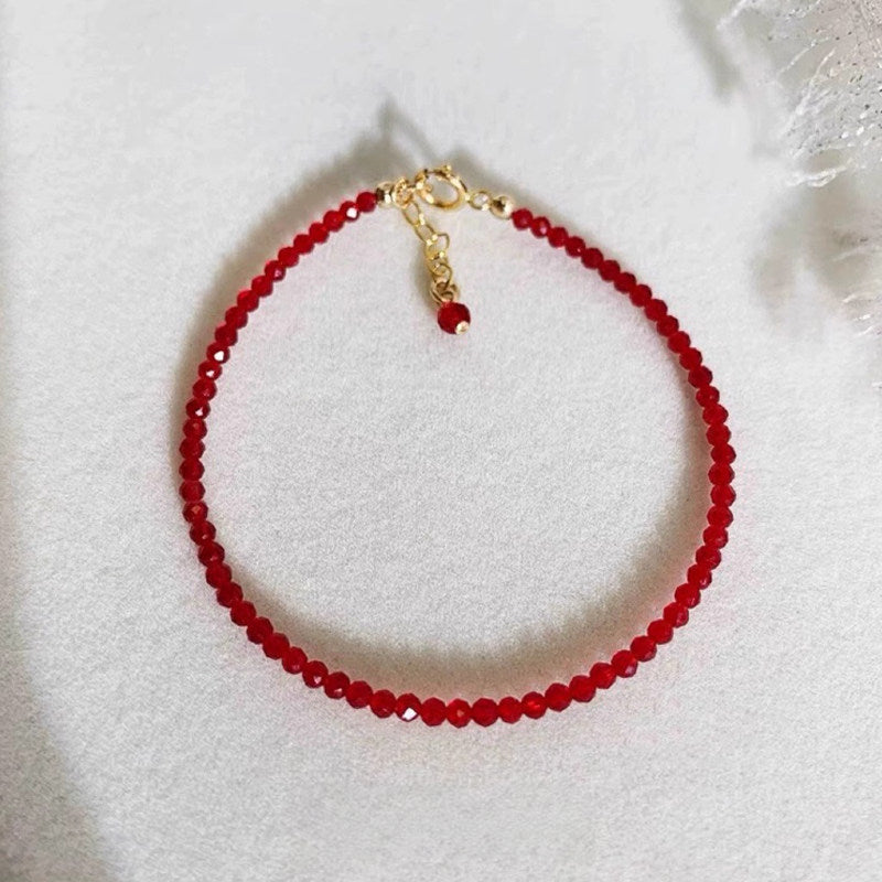 Fine Sparkle Red Spinel Bracelet, Good Luck & Wealth Crystal Bracelet for Women