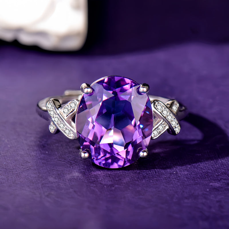 Bague énergétique en améthyste naturelle - Protection tranquille, sagesse douce